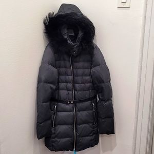 Andrew Marc x Richard Chai Graphite Fur Trim Winter Down Jacket Coat - Small